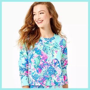 Lilly Pulitzer Luxletic Alex Pullover Sweatshirt Multi Beach You To It XXS NWT